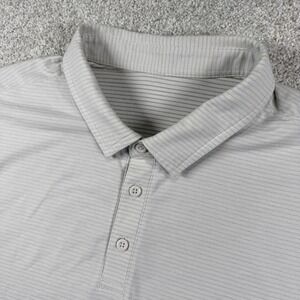 Lululemon Polo Shirt Mens XL Gray Striped Evolution Short Sleeve Performance